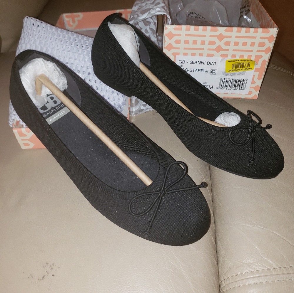 NIB Gianni Bini Washable Black Ballet Flats (Women's Size 7.5M)